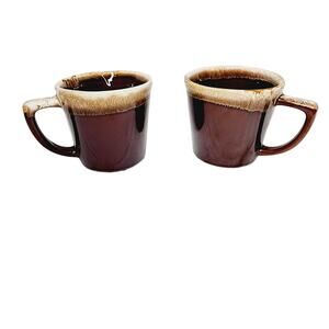 Vintage Two  Mc Coy Brown Drip Glazed Pottery Coffee/ Tea Mug Made in the USA